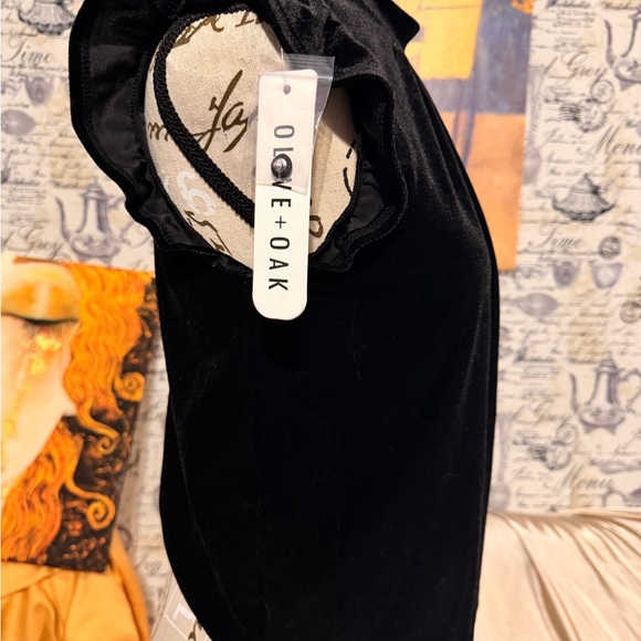 Olive + Oak Elegant Black Velvet Women's Top - Picture 5 of 8